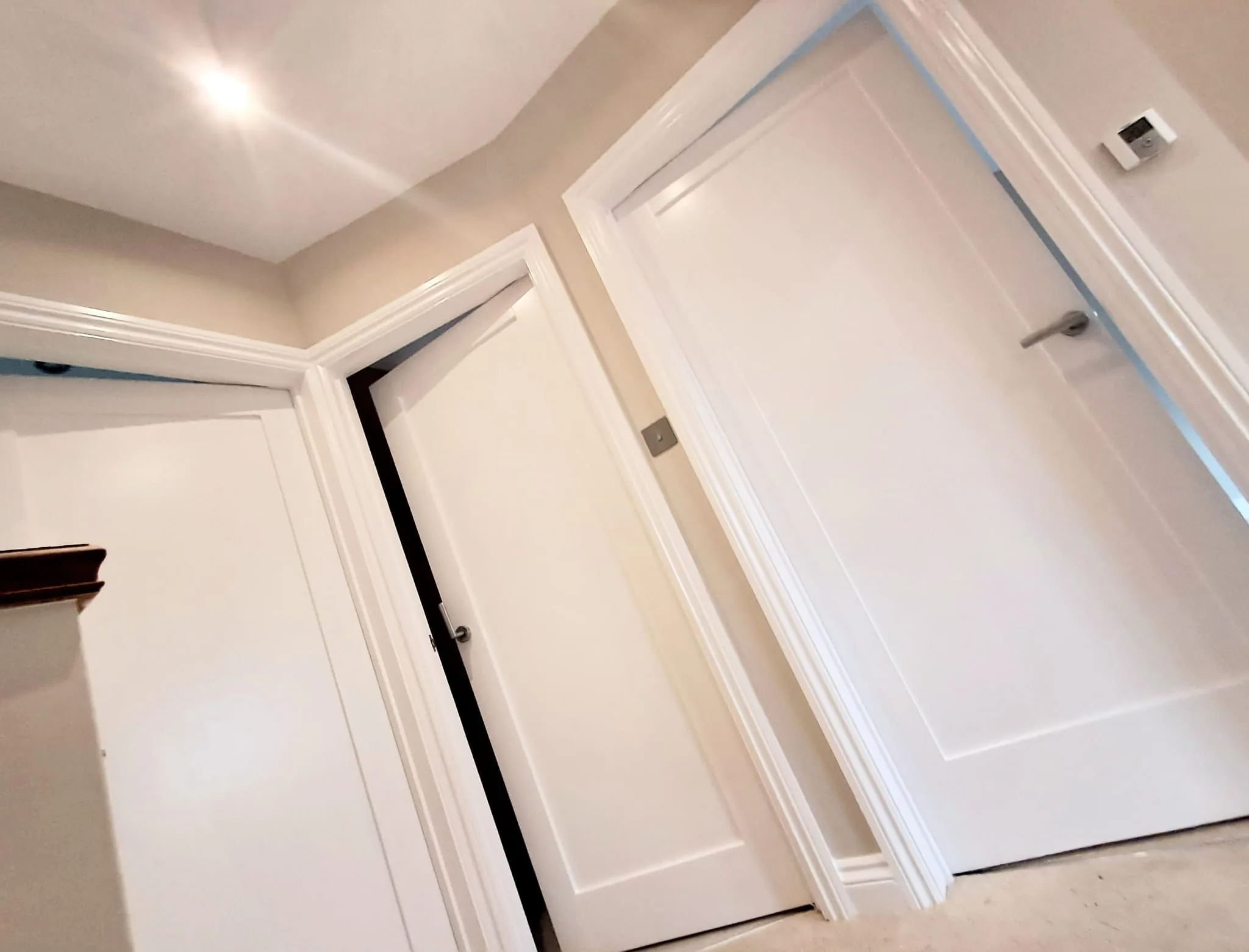 Modern white interior doors and trim work